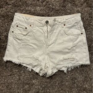 Zara white ripped shorts